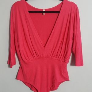 NWOT Find Me sexy low cut coral bodysuit, 1X